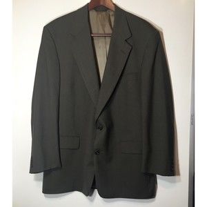 44 R Evan Picone Belk Mens Wool 2 Button Blazer Sport Coat Ghost Pinstripe Green